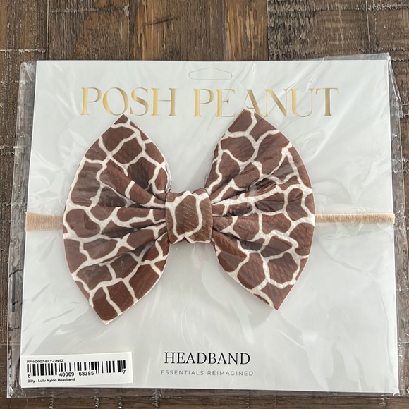 Posh peanut giraffe print Billy Lulu Nylon Headband - Picture 2 of 3